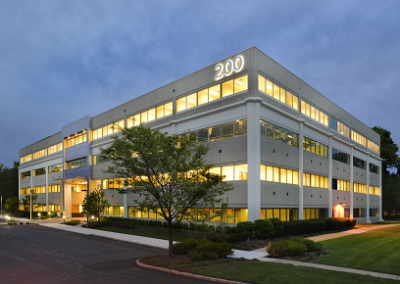 The 200 building at the Crossings at Jefferson Park at night