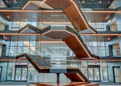 Photo of the interior lobby of Everest RE Insurance feturing the staircase