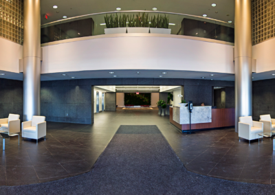 Panoramic photo of interior lobby in Ft Lee
